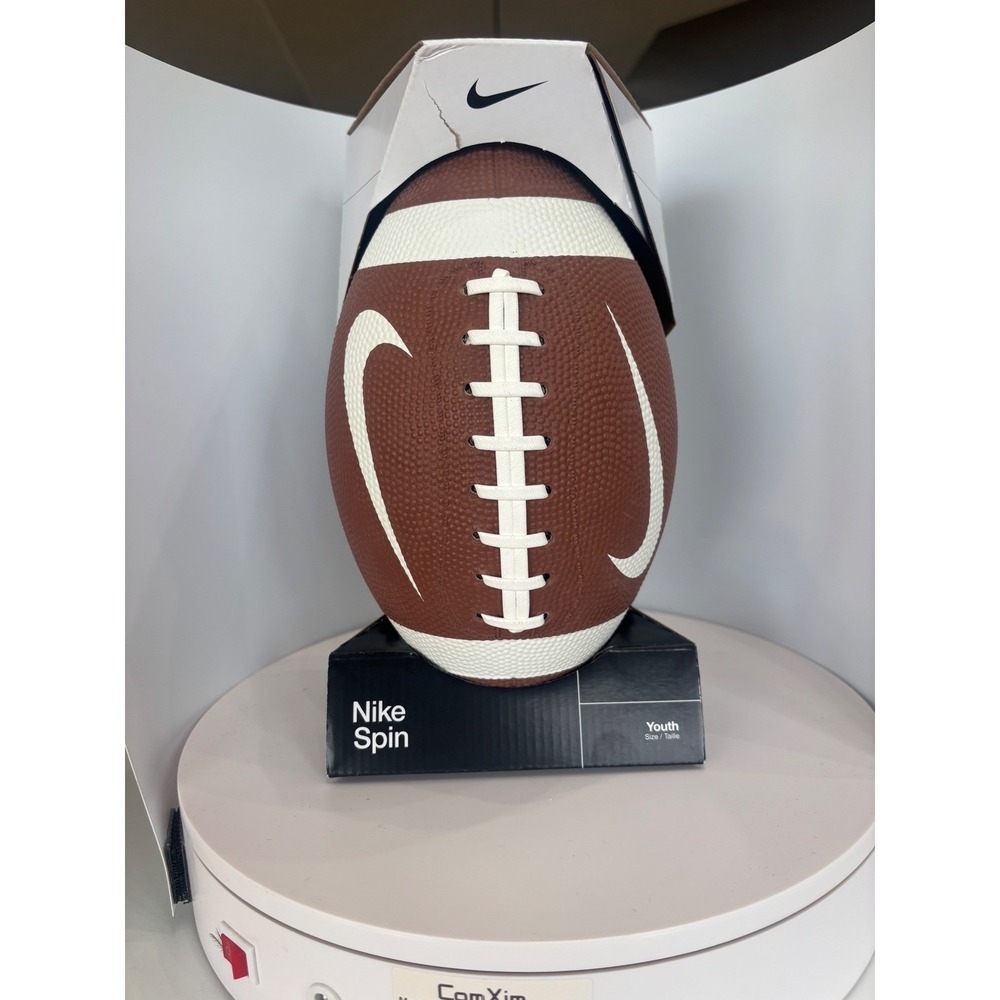 Nike Spin Youth Football Brown White Synthetic Leather Lace Up